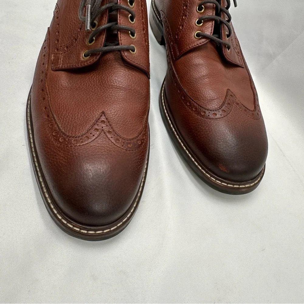 Cole Haan Men's Grand.Os Watson Brown Pebble Leather Wingtip Oxford Shoes 10 M